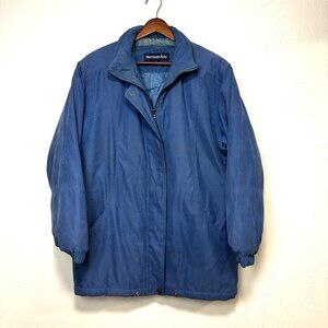 Vintage Herman Kay Coat Mid-Length Blue Long Sleeve Womens Full Zip 90s Size S